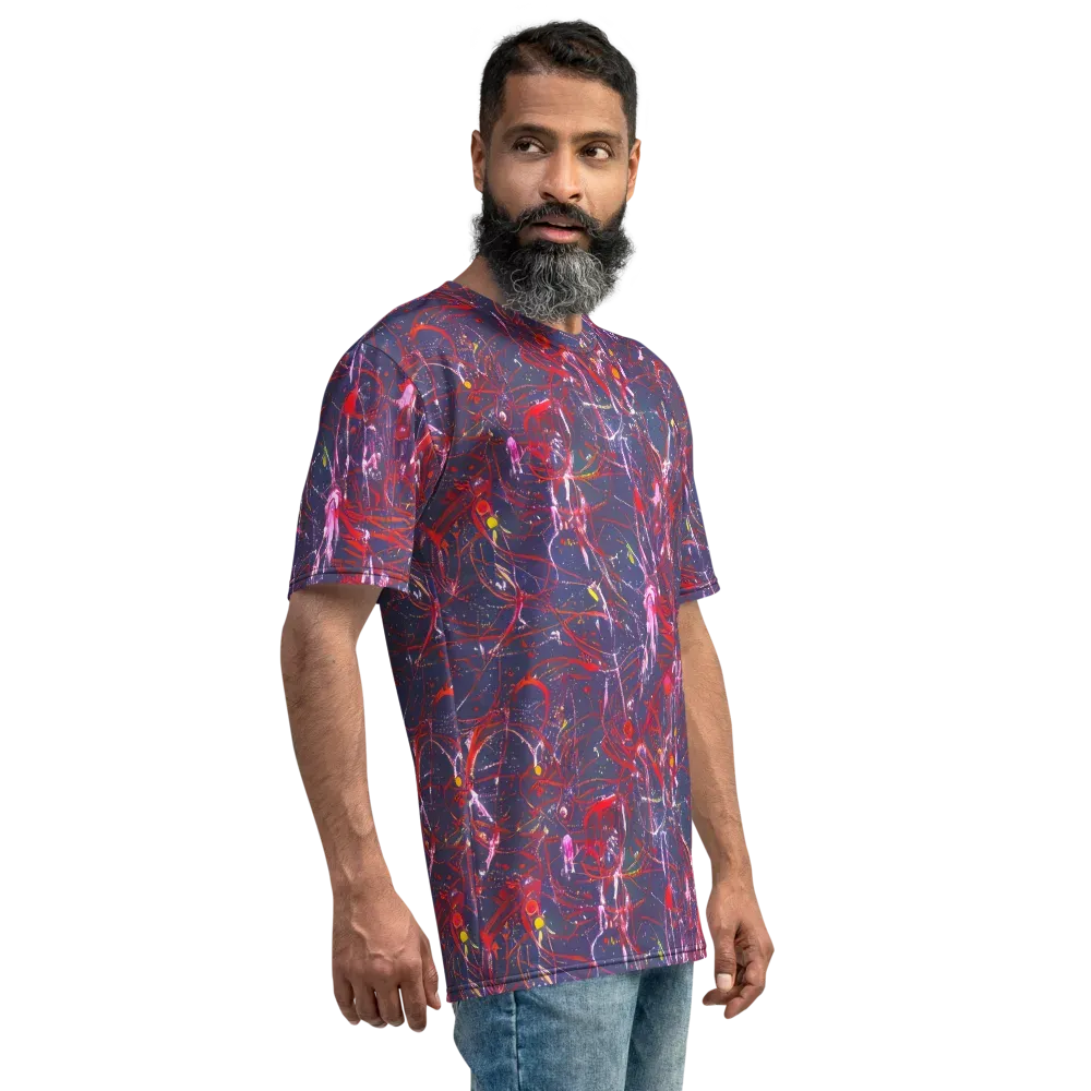 Crimson Circuit on Men's Crew Neck T-Shirt — Right