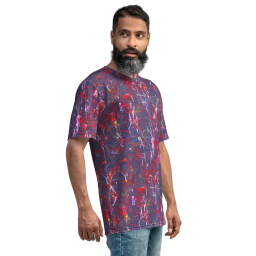 Crimson Circuit on a Men's Crew Neck T-Shirt
