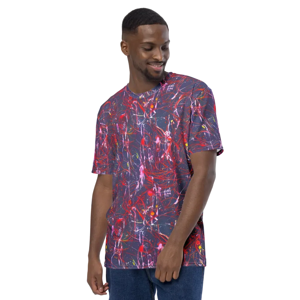 Crimson Circuit on Men's Crew Neck T-Shirt — Left