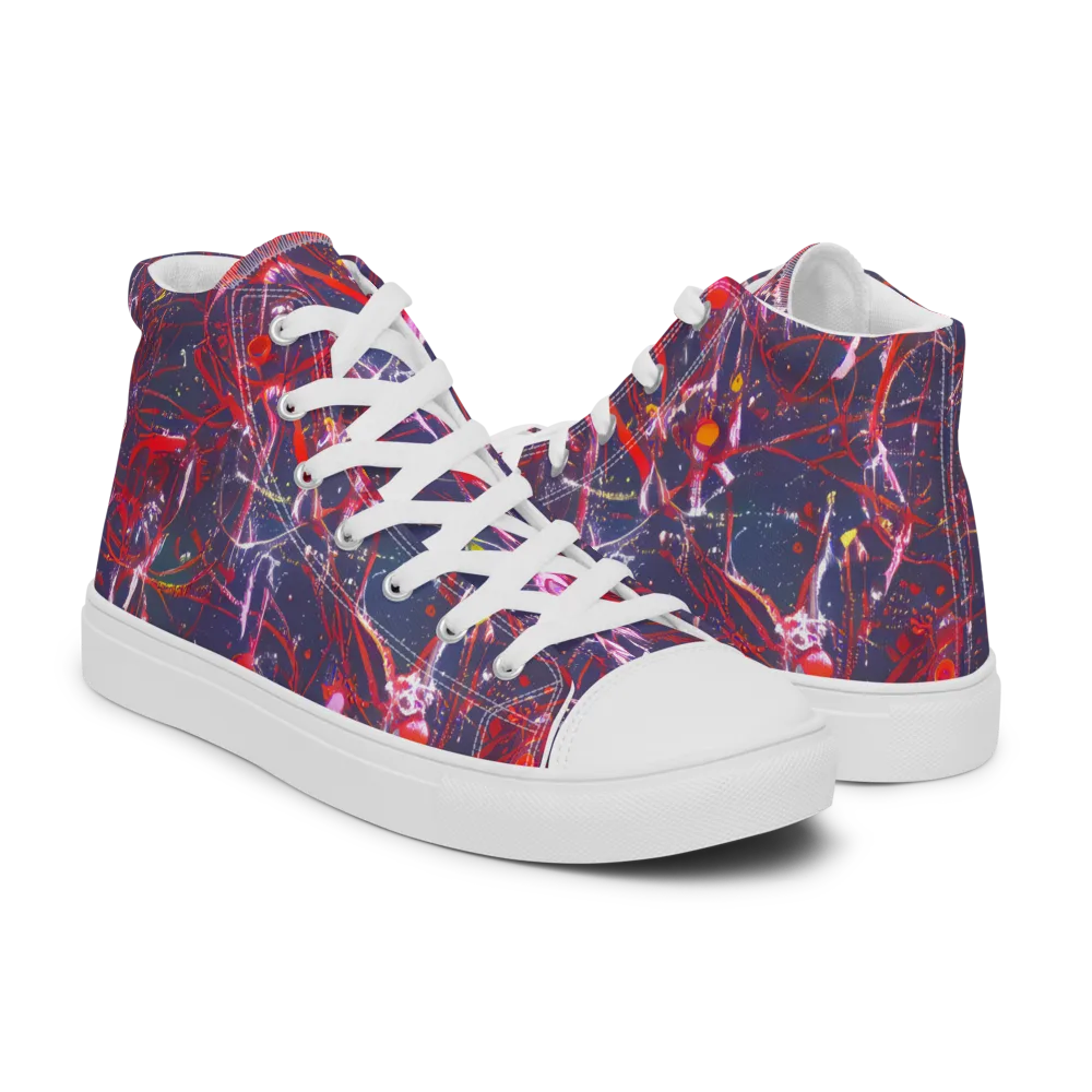 Crimson Circuit on Men's High Top Canvas Shoes — Right