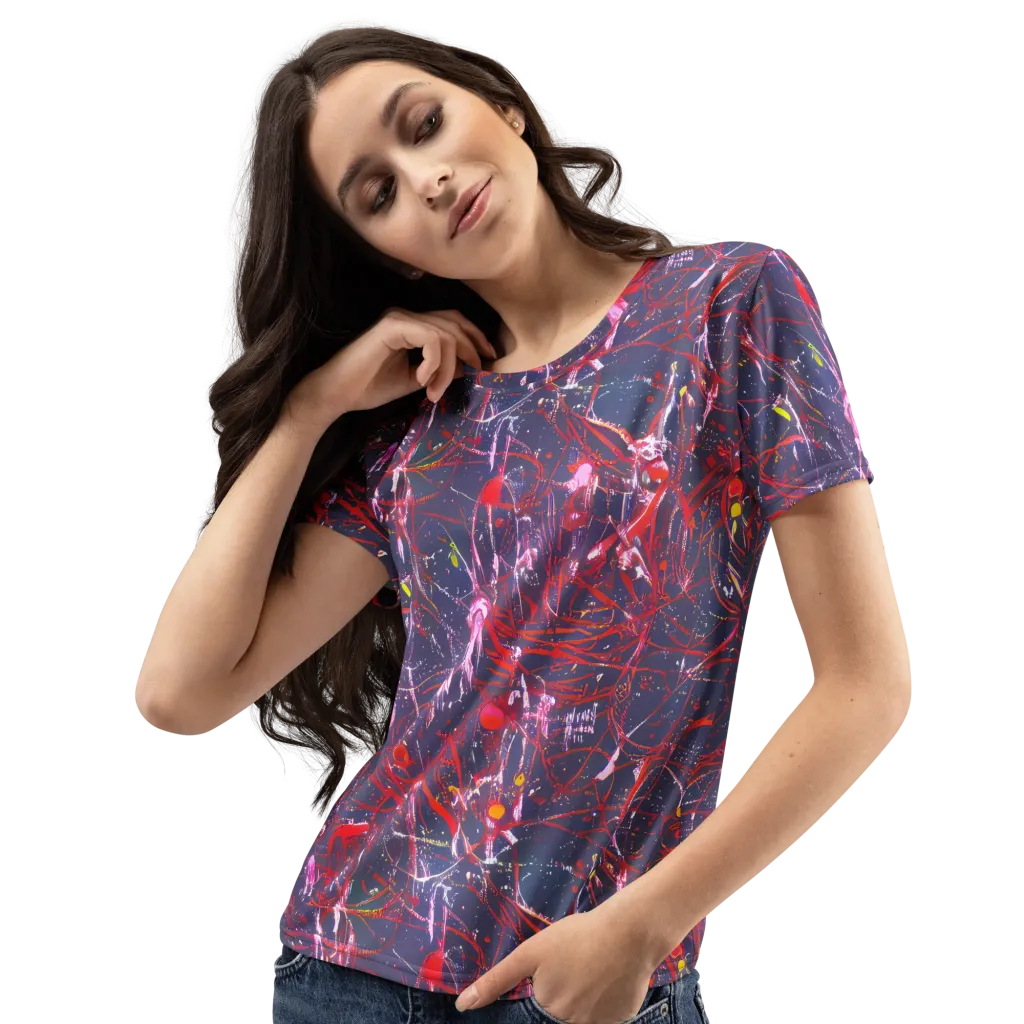 Crimson Circuit on Women's Crew Neck T-Shirt — Left Front