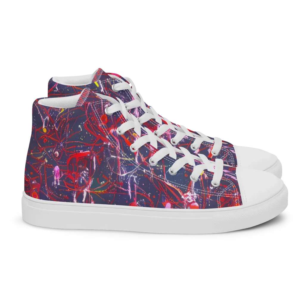 Crimson Circuit on Women's High Top Canvas Shoes — Right