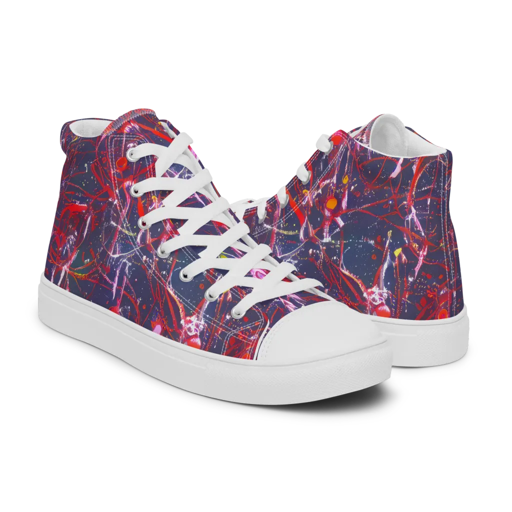 Crimson Circuit on Women's High Top Canvas Shoes — Right