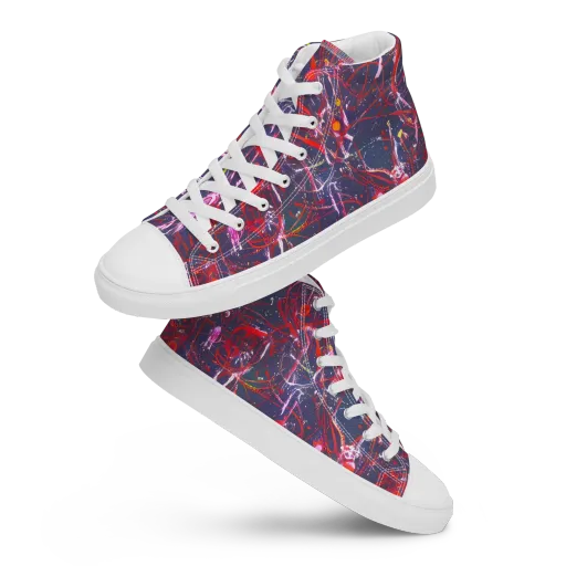 Crimson Circuit on a Women's High Top Canvas Shoes