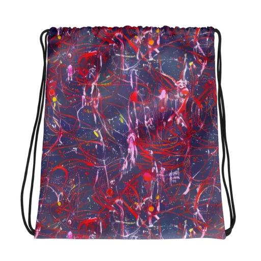 Crimson Circuit on a Drawstring Bag