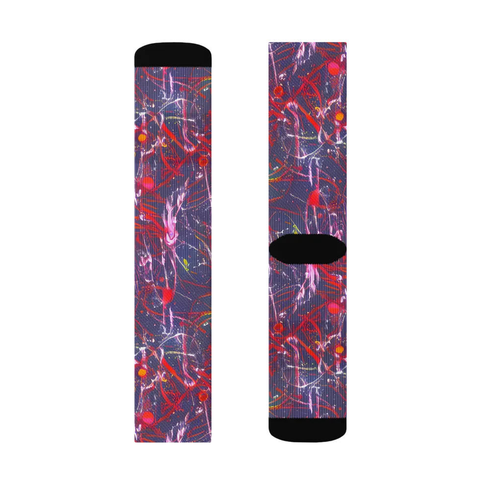 Crimson Circuit on Socks — Left Sock