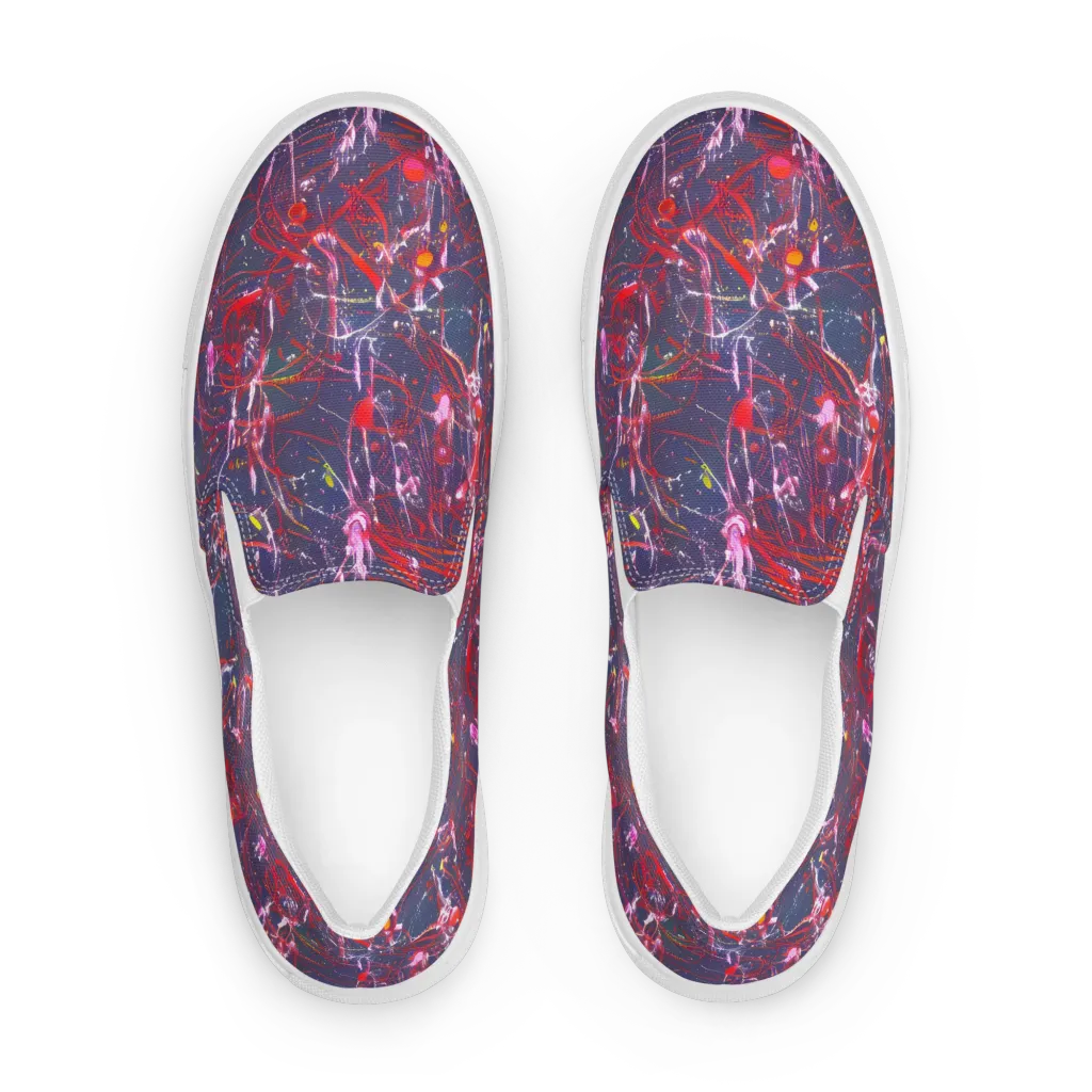Crimson Circuit on Women's Slip-On Canvas Shoes — Front