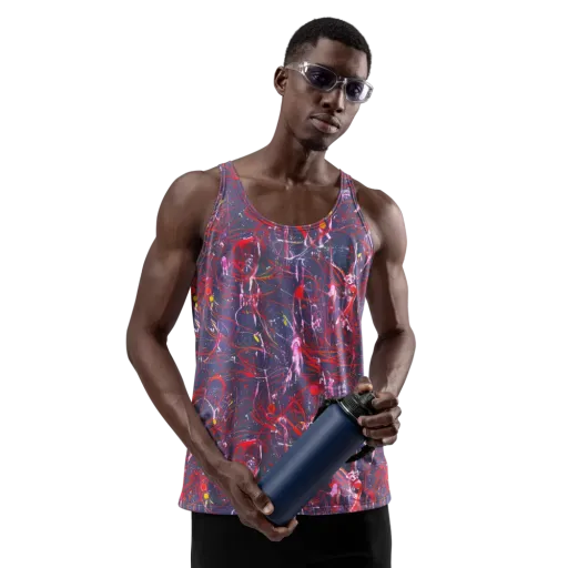 Crimson Circuit on a Men's Tank Top