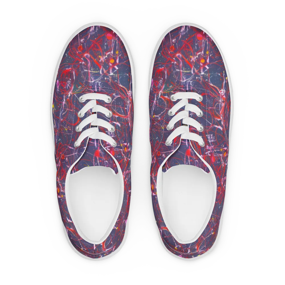 Crimson Circuit on Men's Lace-Up Canvas Shoes — Front