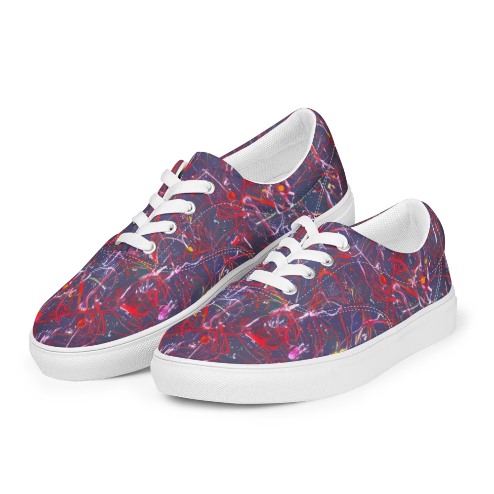 Crimson Circuit on Men's Lace-Up Canvas Shoes — Left Front