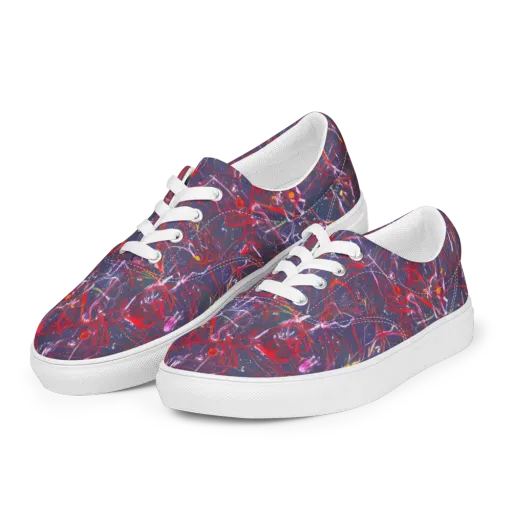 Crimson Circuit on a Men's Lace-Up Canvas Shoes