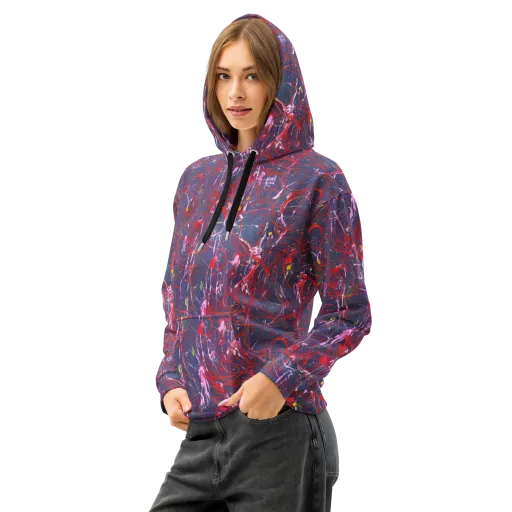 Crimson Circuit on a Cotton Hoodie