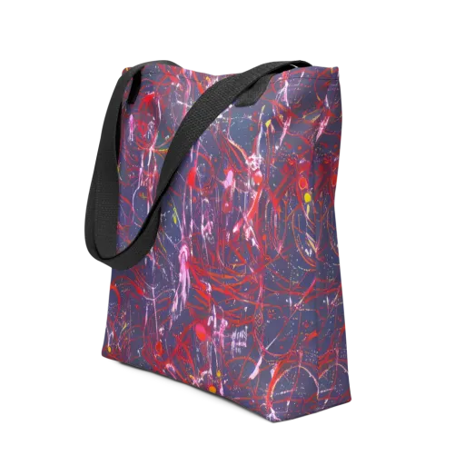 Crimson Circuit on a Tote Bag