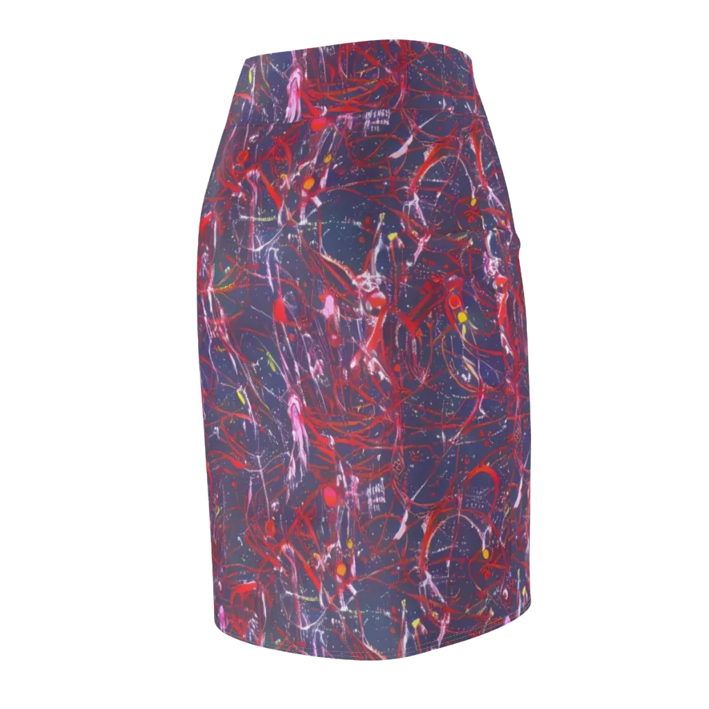 Crimson Circuit on Pencil Skirt — Back Side