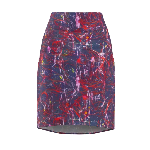 Crimson Circuit on a Pencil Skirt