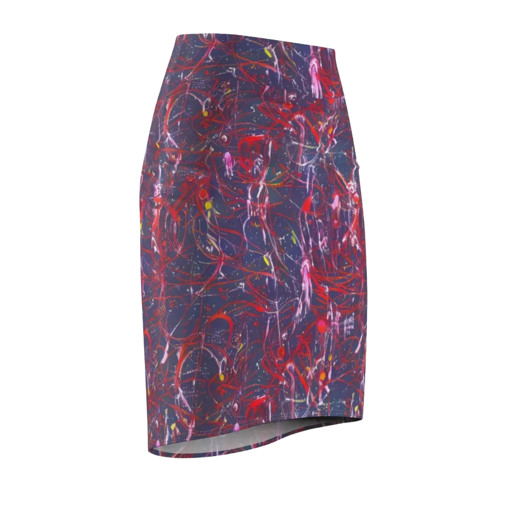 Crimson Circuit on Pencil Skirt — Front Side