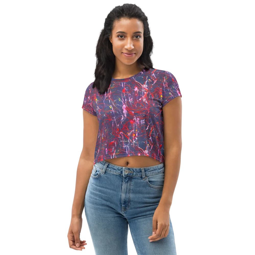 Crimson Circuit on Crop Tee — Front