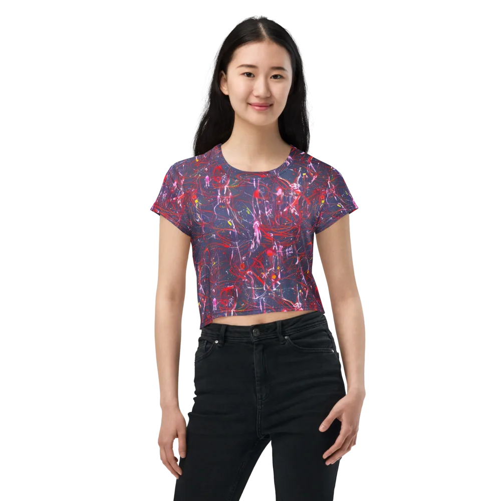 Crimson Circuit on Crop Tee — Front