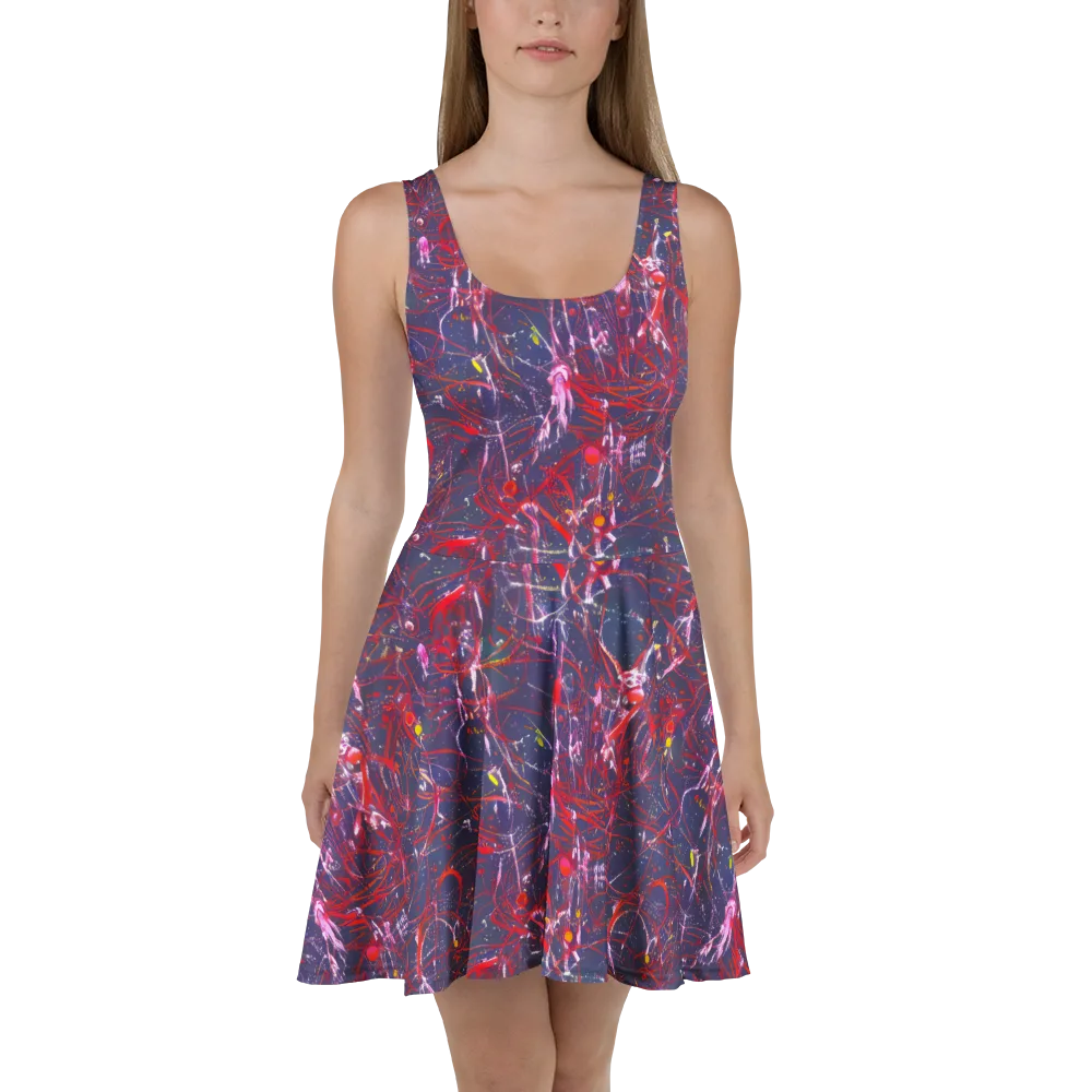 Crimson Circuit on Skater Dress — Front