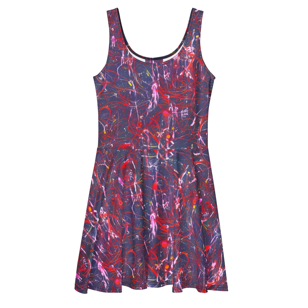 Crimson Circuit on Skater Dress — Front