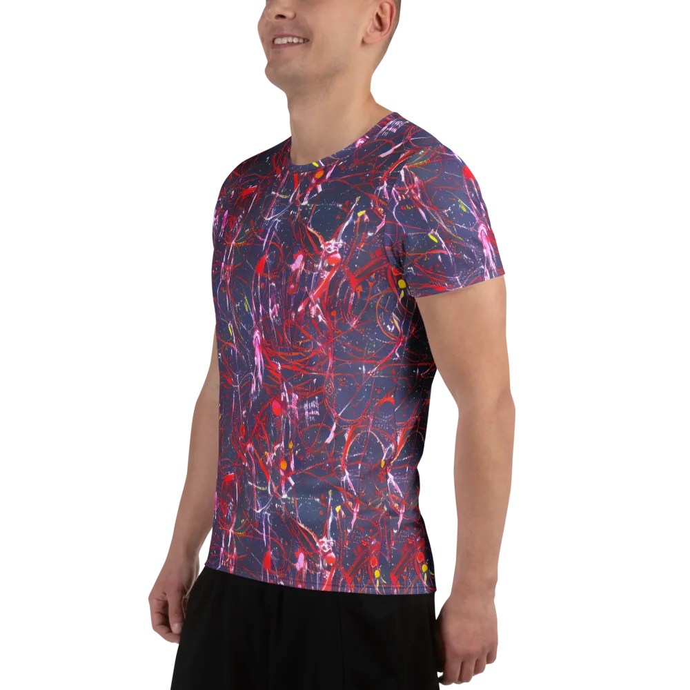 Crimson Circuit on Men's Athletic T-Shirt — Left