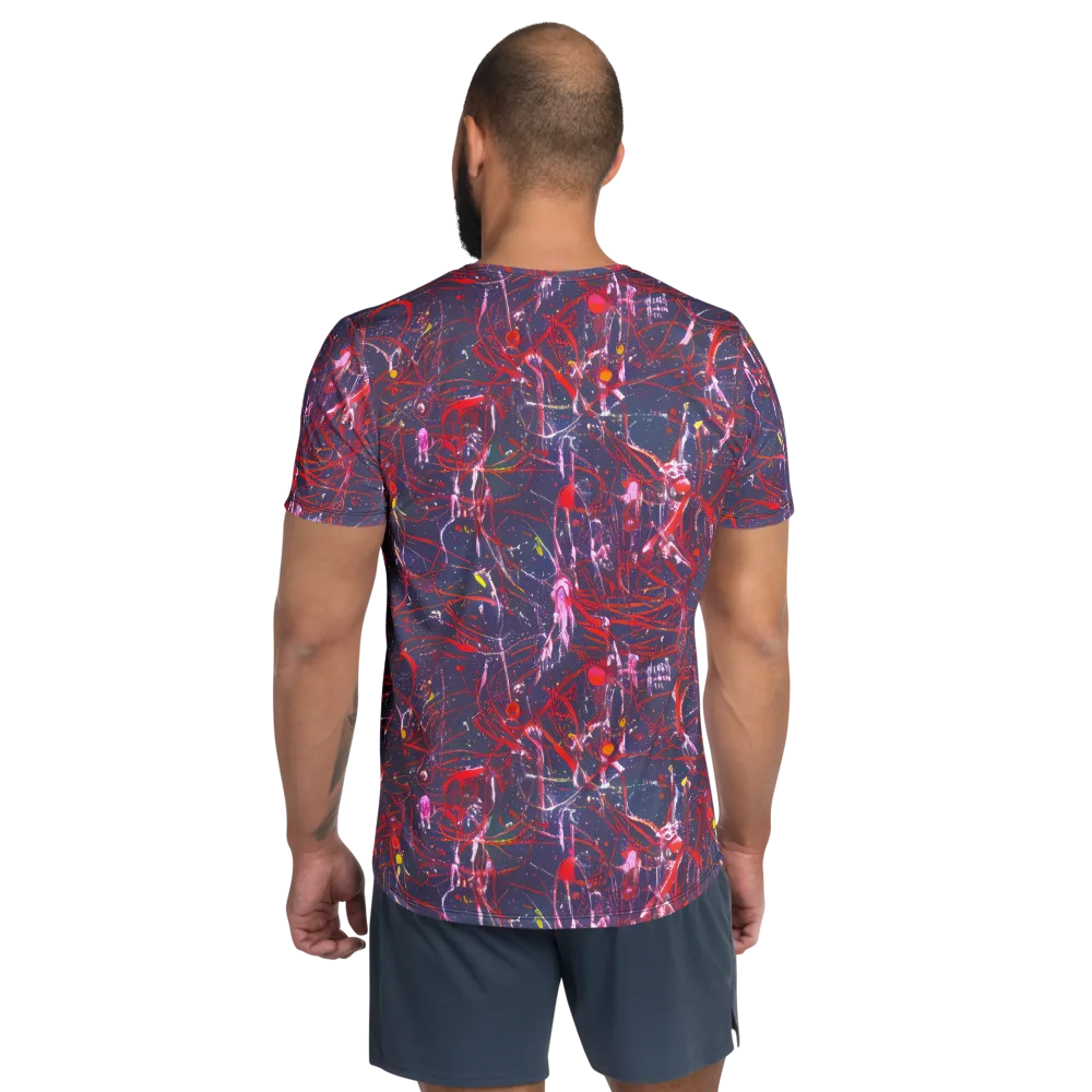 Crimson Circuit on Men's Athletic T-Shirt — Back