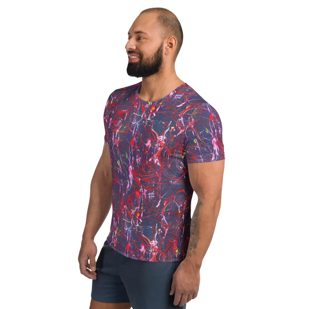 Crimson Circuit on Men's Athletic T-Shirt — Left