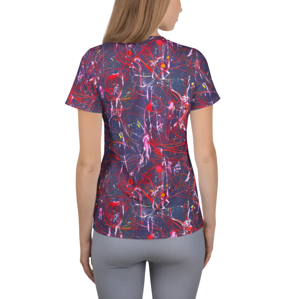 Crimson Circuit on Women's Athletic T-Shirt — Back