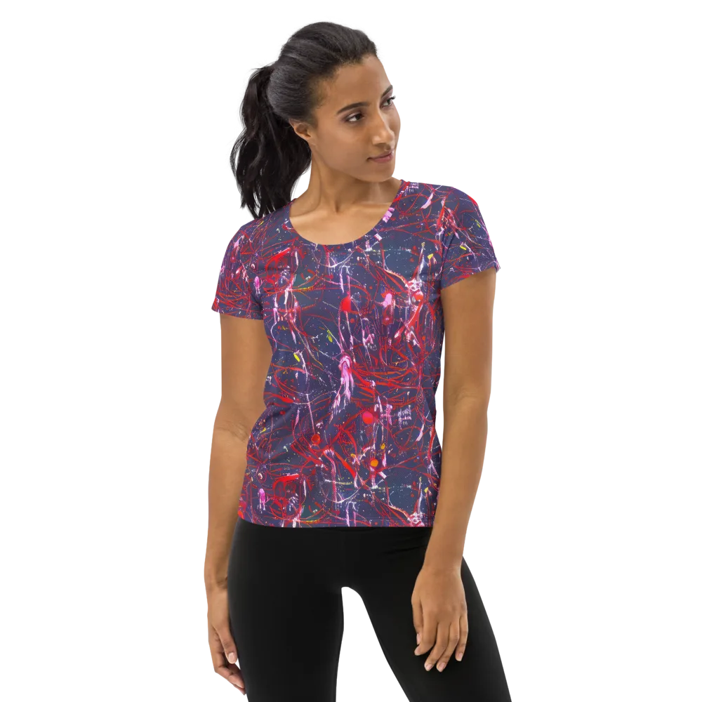 Crimson Circuit on Women's Athletic T-Shirt — Front