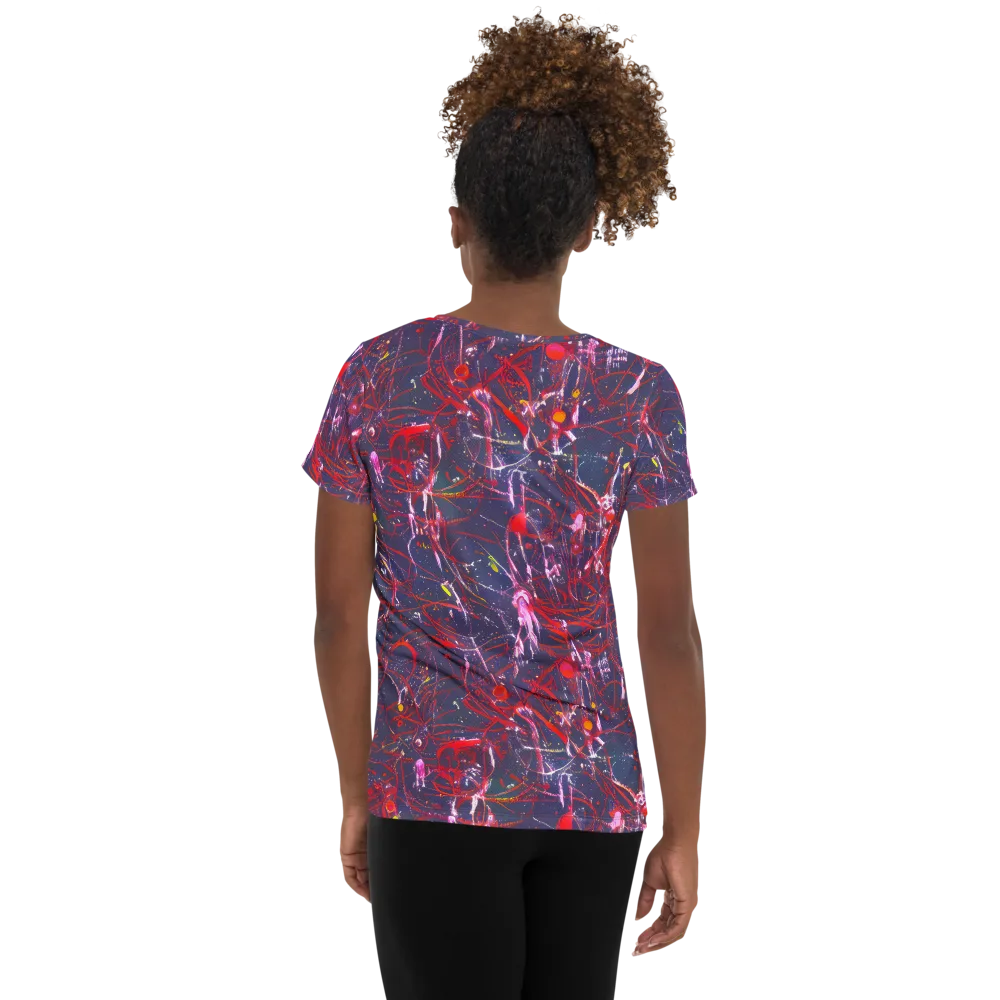 Crimson Circuit on Women's Athletic T-Shirt — Back
