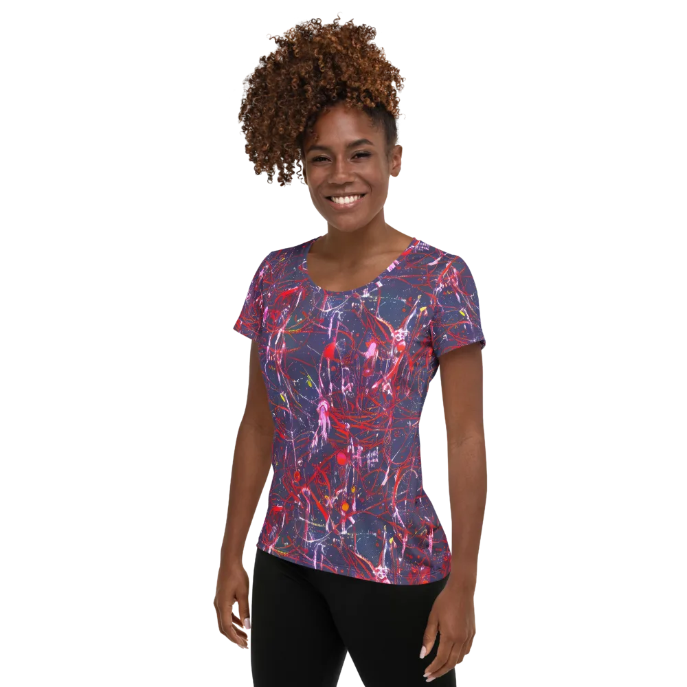 Crimson Circuit on Women's Athletic T-Shirt — Left