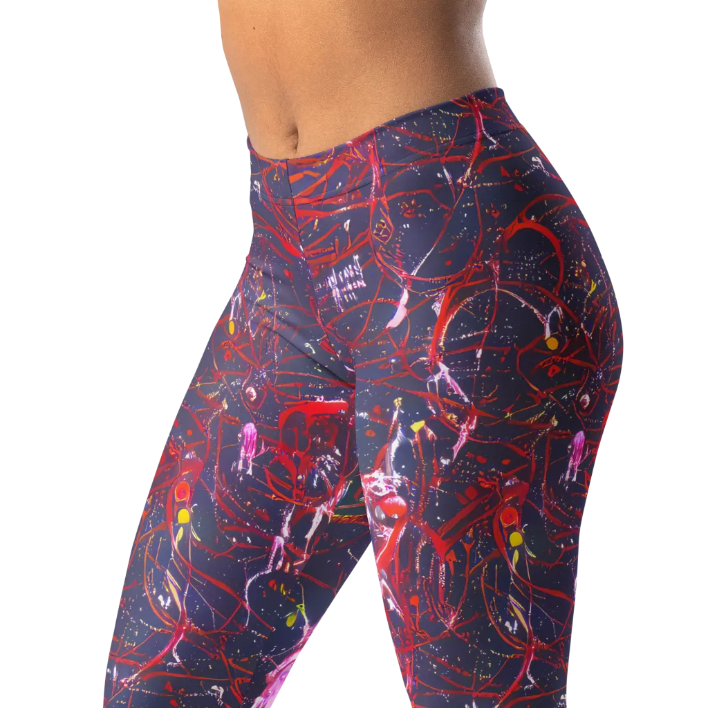 Crimson Circuit on Leggings — Left Front