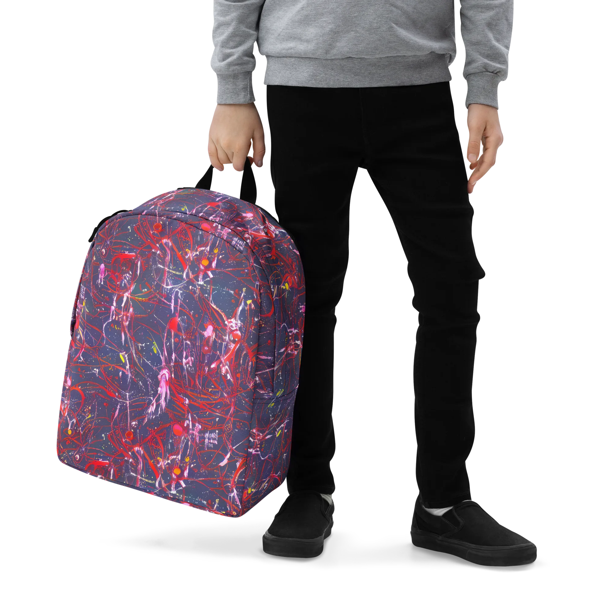 Crimson Circuit on Minimalist Backpack — Zoomed-in