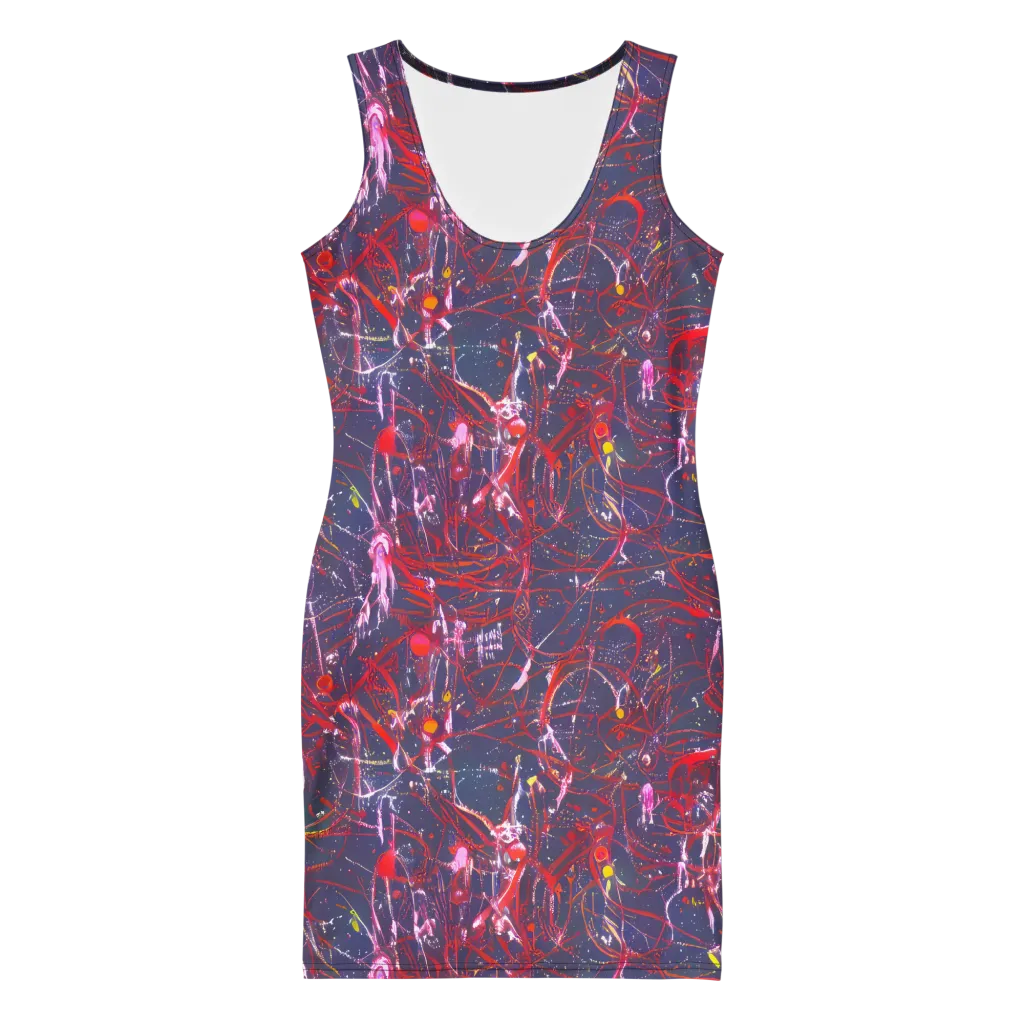 Crimson Circuit on Bodycon Dress — Front