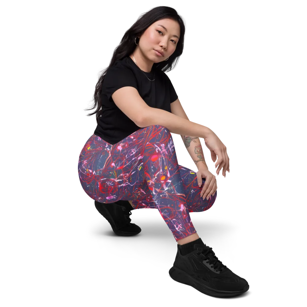Crimson Circuit on Leggings with Pockets — Right Front
