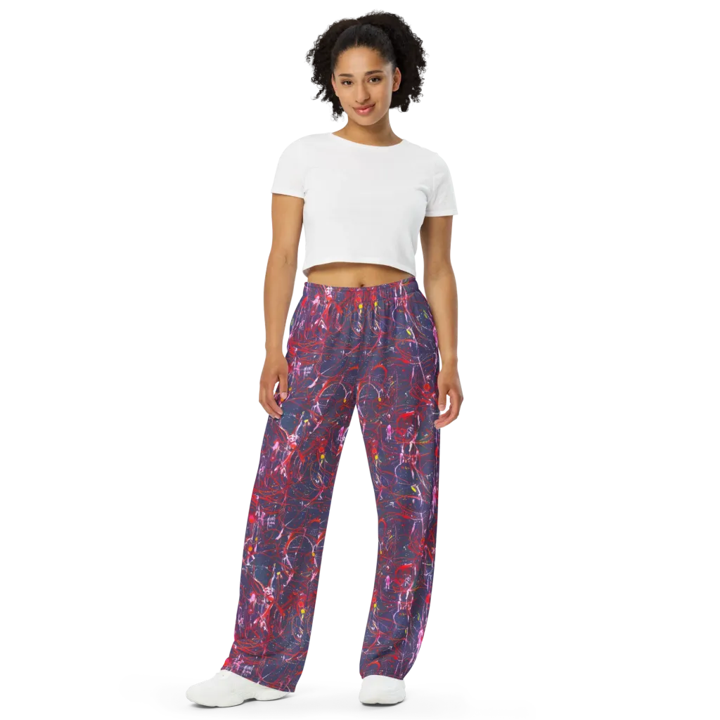 Crimson Circuit on Wide-Leg Pants — Front