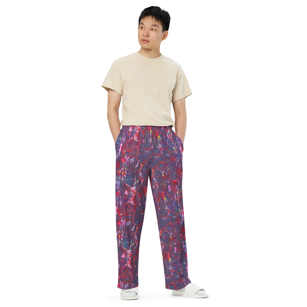 Crimson Circuit on Wide-Leg Pants — Front