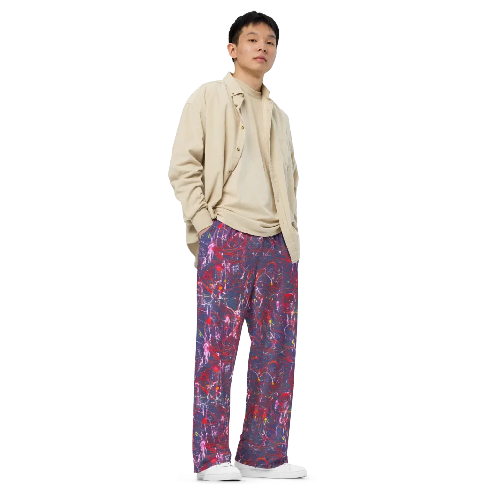 Crimson Circuit on Wide-Leg Pants — Right Front