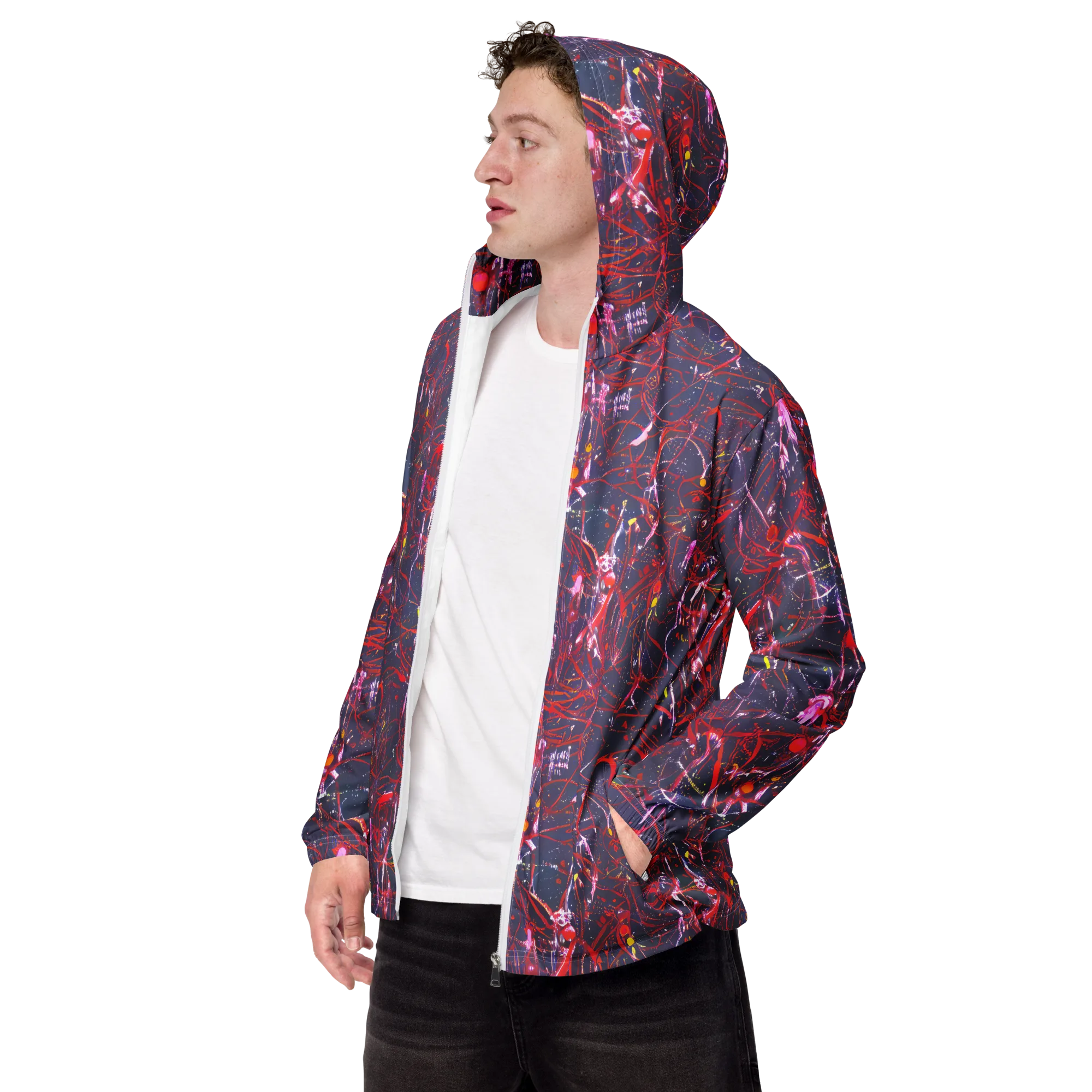 Crimson Circuit on Men's Windbreaker — Left Front