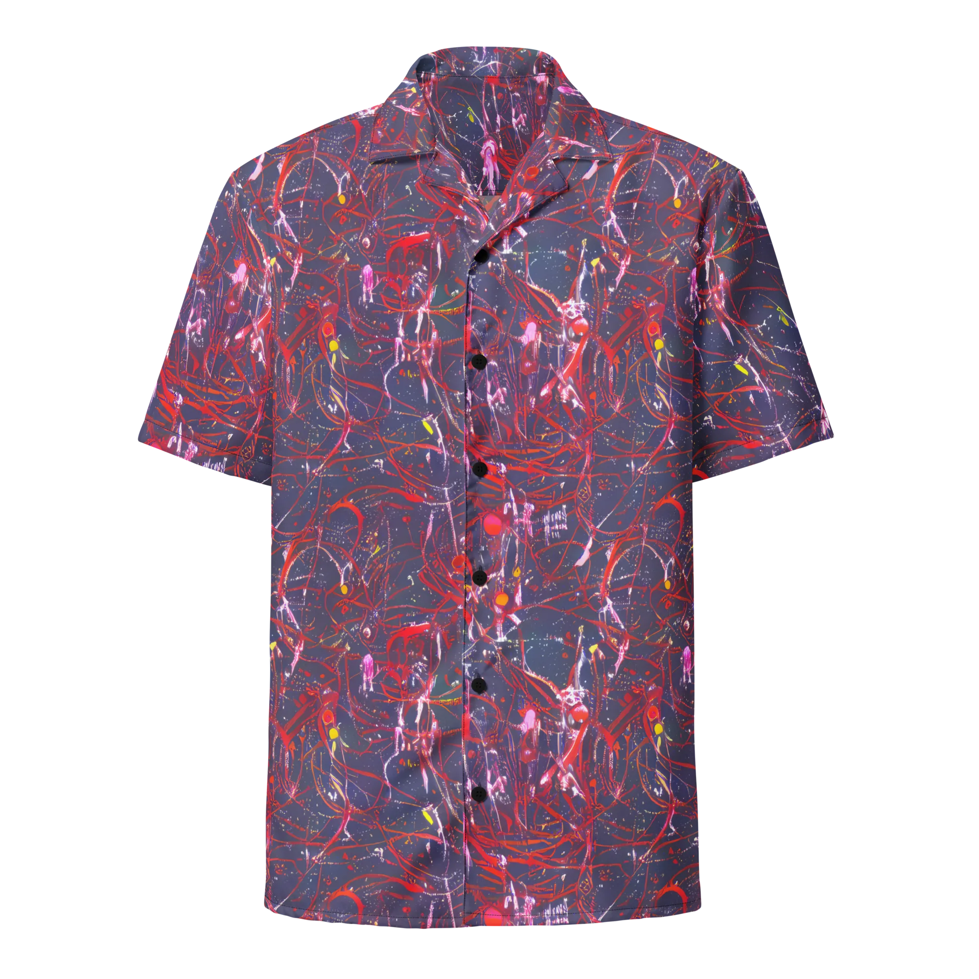 Crimson Circuit on Button Shirt — Front