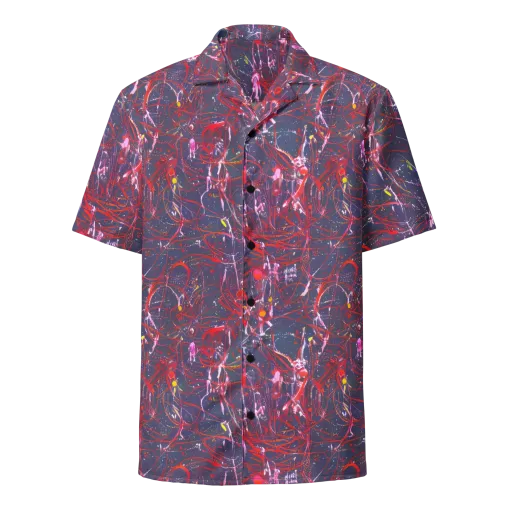 Crimson Circuit on a Button Shirt