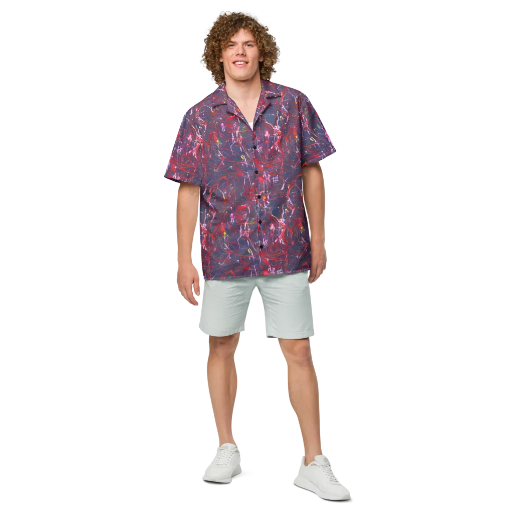 Crimson Circuit on Button Shirt — Front