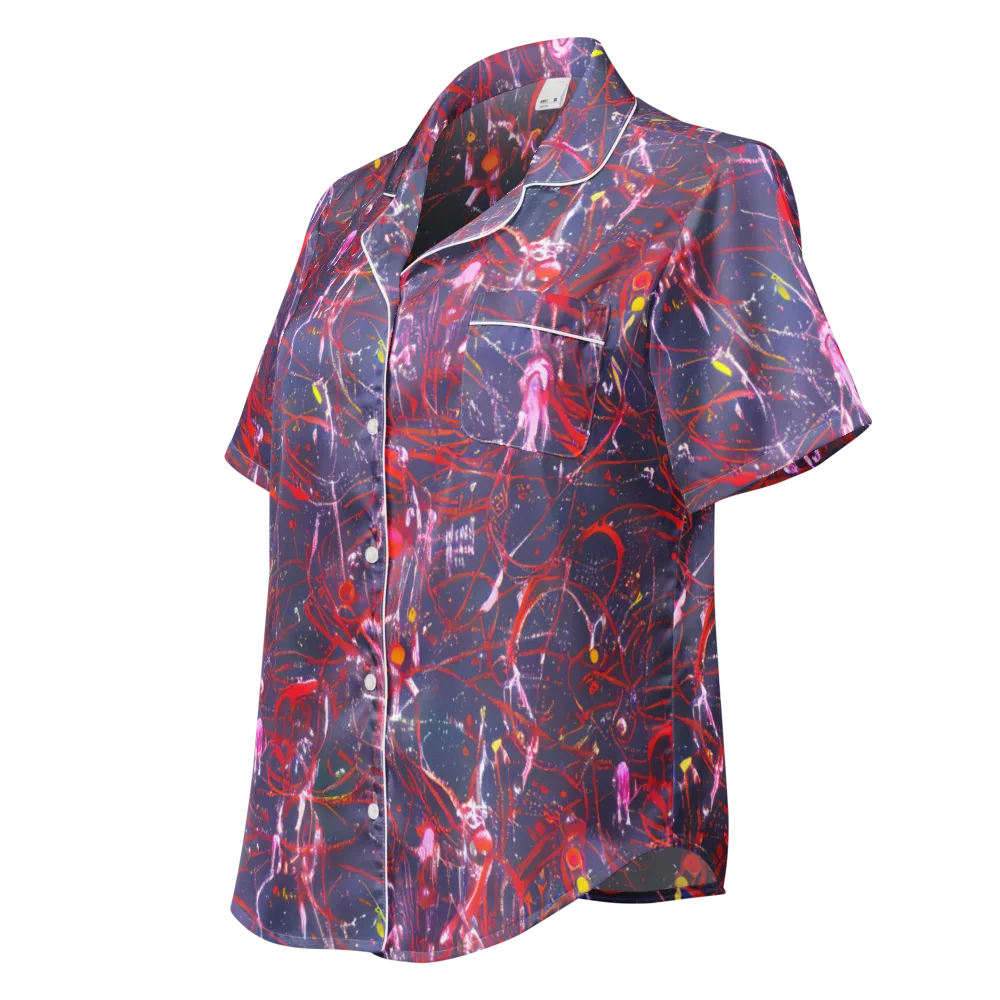 Crimson Circuit on Women's Short Sleeve Pajama Top — Left Front