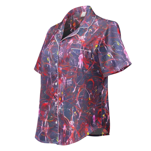 Crimson Circuit on a Women's Short Sleeve Pajama Top