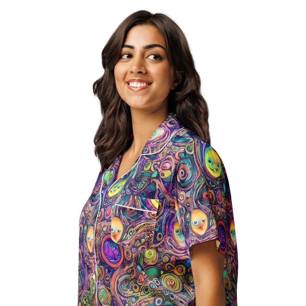 Jansson's Nebula on Women's Short Sleeve Pajama Top — Left Front