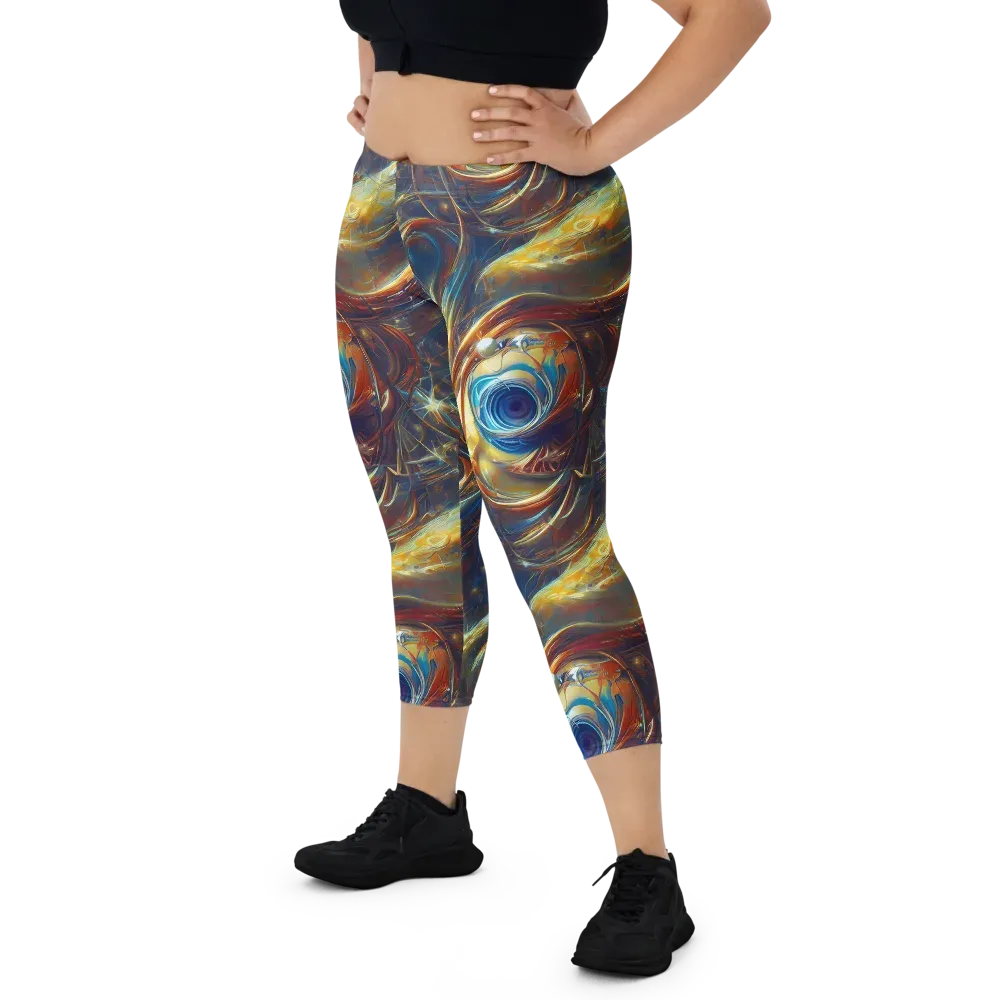 Celestial Vortex on Capri Leggings — Front