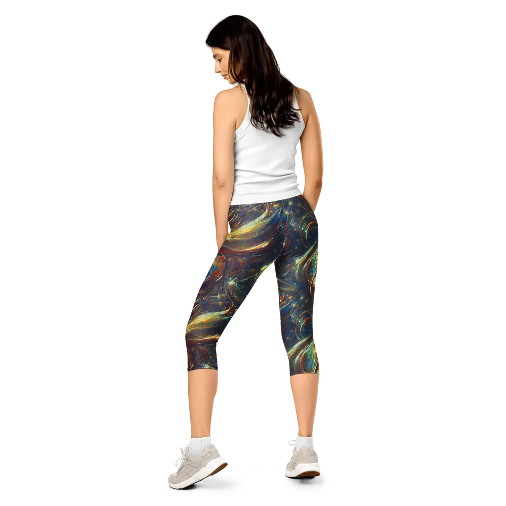 Celestial Vortex on Capri Leggings — Back