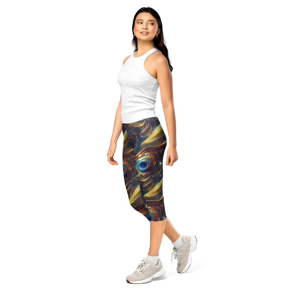 Celestial Vortex on Capri Leggings — Left Front