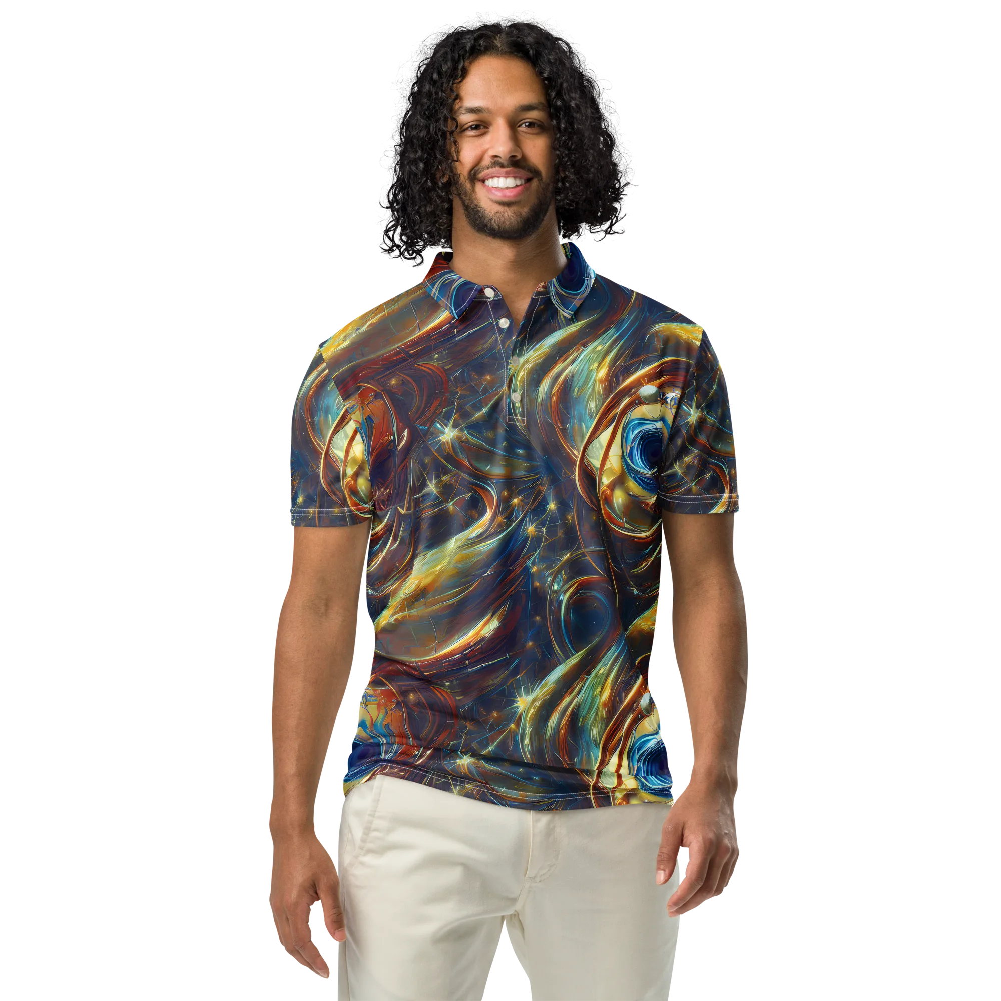 Celestial Vortex on Men's Slim Fit Polo Shirt — Front