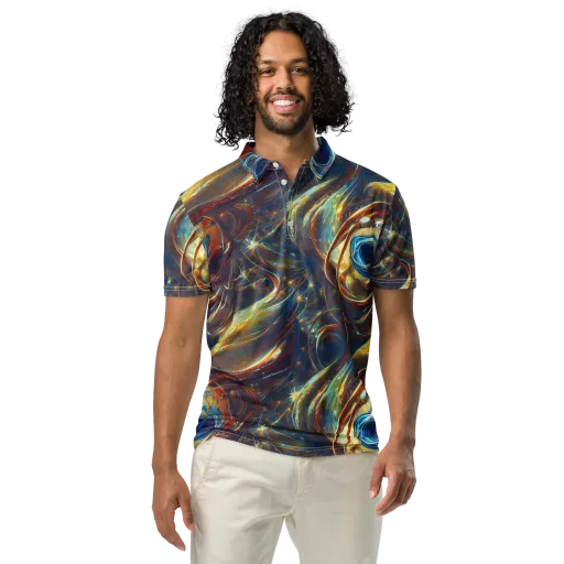 Celestial Vortex on a Men's Slim Fit Polo Shirt